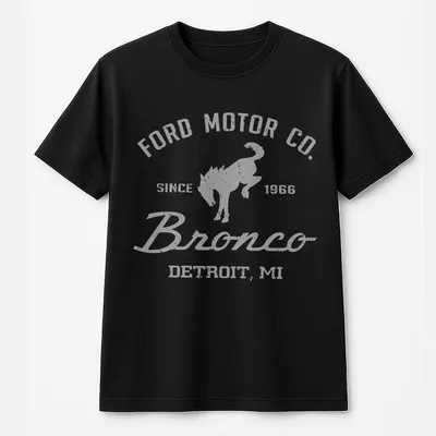 Licensed Ford Bronco T-Shirt, Ford Motor Companyclassic 1966 Bronco, Vintage Car Graphic T-Shirt, Automotive Front Print