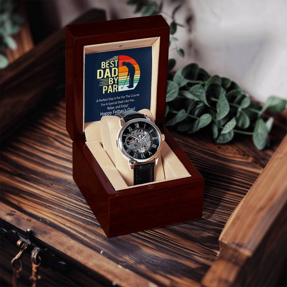 Best Dad By Par Openwork Watch With Message Card Father's Day Gift Watch For Dad