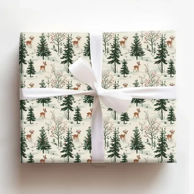 Deer in the Woods - Gift Wrap for Christmas, Holidays Wrapping Paper, Christmas Wrapping Paper