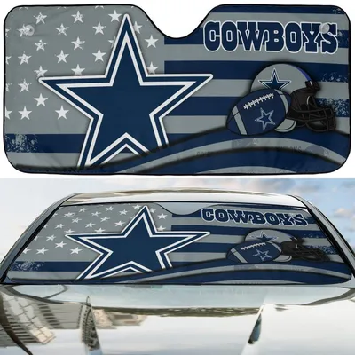 Dallas Cowboys American Flag Sun Shade, Football Helmet & Ball Design, Blue Star Windshield Visor, Nfl Fan Gear, Truck Car Sunshade