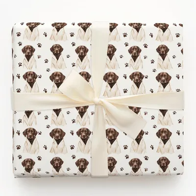 Spa Day with the Brown Labs - Gift Wrap for Christmas, Holidays Wrapping Paper, Christmas Wrapping Paper