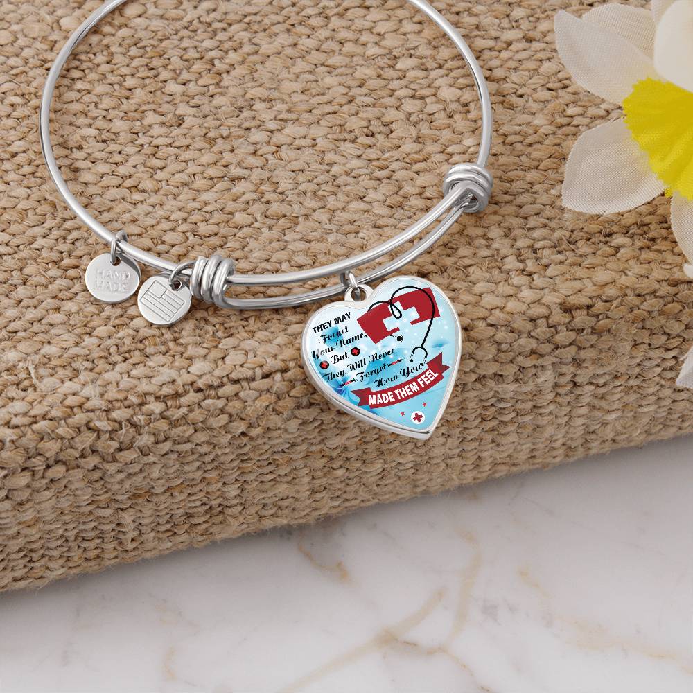 How You Made Them Feel Heart Pendant with Adjustable Luxury Bangle Heart Bangle