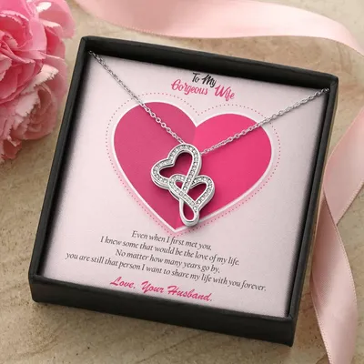 To My Gorgeous Wife - This Lovable gift for you! 🎁 Double Hearts Necklace