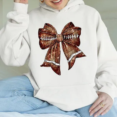 Coquette Football Hoodie Football Bow Hoodie Football Mom Hoodie Game Day Hoodie Fall Hoodie Football Season Gifts Sports