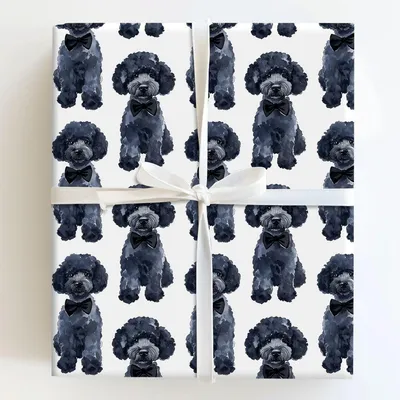 Black Tie with the Black Poodles - Gift Wrap for Christmas, Holidays Wrapping Paper, Christmas Wrapping Paper