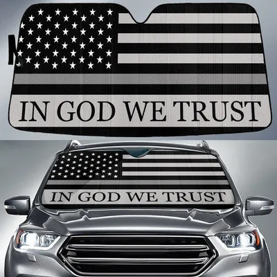 In God We Trust Thin Grey Line Printed Car Sun Shades Cover Auto Windshield PrintSyde