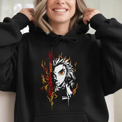 Demon Slayer 2025 Rengoku Ver 5 Hoodie, Anime Color Graphic Hoodie, Unisex Hoodie, Hoodie For Men And Women, Classic Top