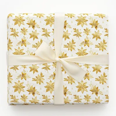Poinsettia Sparkle - Gift Wrap for Christmas, Holidays Wrapping Paper, Christmas Wrapping Paper