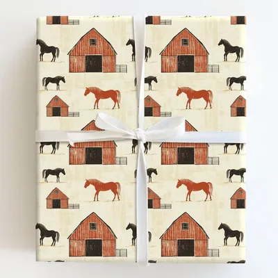 Barn Hearts - Gift Wrap for Christmas, Holidays Wrapping Paper, Christmas Wrapping Paper
