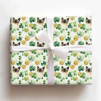 Golden with the Siamese - Gift Wrap for Christmas, Holidays Wrapping Paper, Christmas Wrapping Paper
