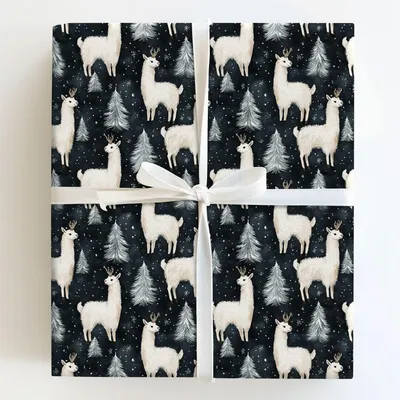 Llama and Lights - Gift Wrap for Christmas, Holidays Wrapping Paper, Christmas Wrapping Paper