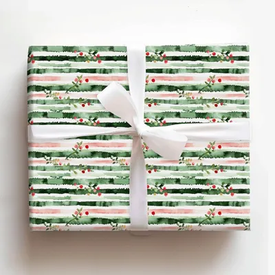 Seasonal Stripe - Gift Wrap for Christmas, Holidays Wrapping Paper, Christmas Wrapping Paper
