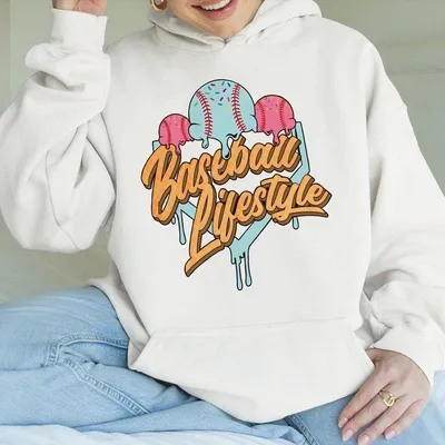 Baseball Ice Cream Back Side Hoodie Baseball Drip Hoodie Game Day Clothing Summer Outfitters Unisex Cotton Hoodie