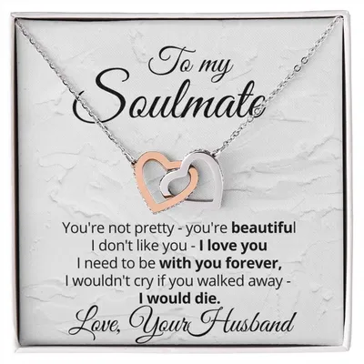 Linked Hearts Necklace Gift For Soulmate Interlocking Hearts Necklace