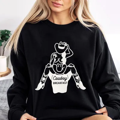 Cowboy Rodeo Women Sweatshirt, Funny Cowgirl Cowboy Pinup Sweatshirt, Western Rodeo Humor Rebel Tattoo Gift Apparel Her Him
