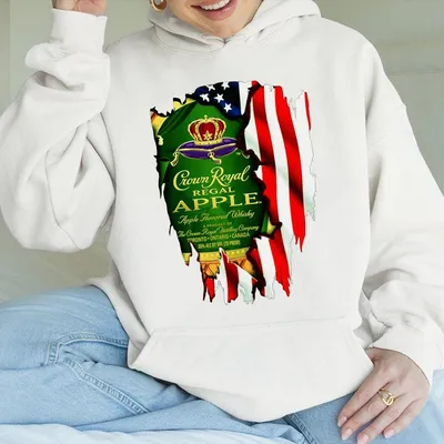 Crown Royal Regal Apple American Flag Hoodie Whiskey Lover Hoodie Classic Fit Soft And Comfortable Patriotic Celebrations