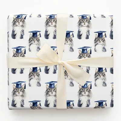 Maine Coon Graduate - Gift Wrap for Christmas, Holidays Wrapping Paper, Christmas Wrapping Paper