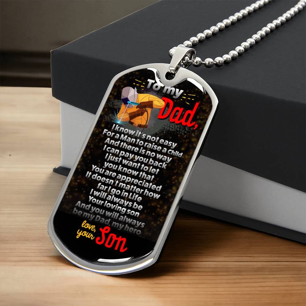 To My Dad Necklace, Love You My Whole Life, Dad Gift, Dad Birthday Gift, Daughter To Dad Gift, Present For Dad - Army Tag Necklace, Dog Tag