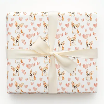 Corgi Valentine - Gift Wrap for Christmas, Holidays Wrapping Paper, Christmas Wrapping Paper
