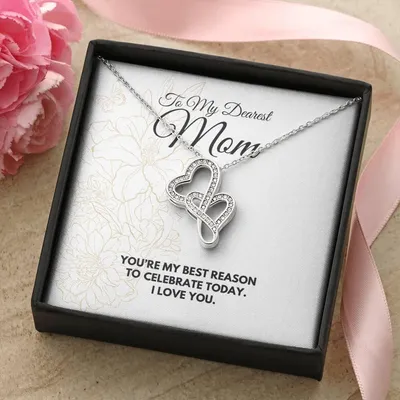 Mom I Celebrate You Necklace Double Hearts Necklace