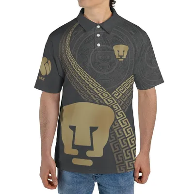 Liga Mx Pumas Unam Polo, Special Black & Gold Jersey, Soccer Sport Gear, Men'S Football Apparel, Sporty Gift Polo Shirt