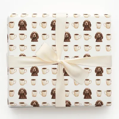 Coffee Day with the Boykin Spaniel - Gift Wrap for Christmas, Holidays Wrapping Paper, Christmas Wrapping Paper