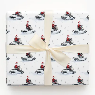 Blizzard Blasting Santa - Gift Wrap for Christmas, Holidays Wrapping Paper, Christmas Wrapping Paper