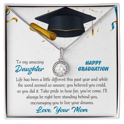 To My Amazing Daughter Happy Graduation Love Your Mom Love Knot Neckless, Necklace For Daughter, Daughters Birthday, Grown Up Daughter, Senior Graduation, Graduation Gift Necklace, Graduation Gift For Her, College Graduation Gift For Her