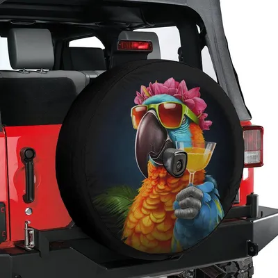Spare Tire Cover, Funny Tropical Parrot Tire Cover, Backup Camera Hole Tire Cover For Jeep For Bronco, Funny Tire Cover, Unique Tire Cover Spare Tire Cover
