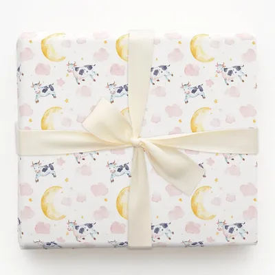 Mooving to the Moon - Gift Wrap for Christmas, Holidays Wrapping Paper, Christmas Wrapping Paper