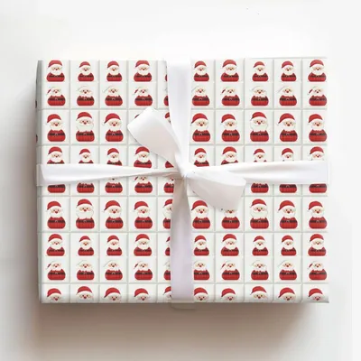 Santa Blocks - Gift Wrap for Christmas, Holidays Wrapping Paper, Christmas Wrapping Paper