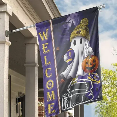Lsu Tigers Halloween Vertical House Flag, Football Ghost Welcome Garden Flag, Ncaa College Sports Yard Banner Vertical House Flag