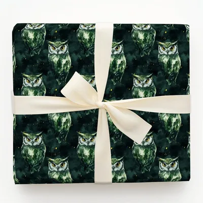 Hoot Green - Gift Wrap for Christmas, Holidays Wrapping Paper, Christmas Wrapping Paper