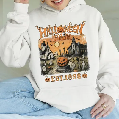 Unisex Halloweentown Est 1998 Hoodie, Vintage Retro Spooky Fall Hoodie, Halloween Gift