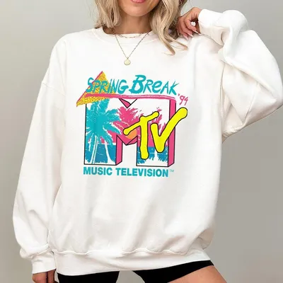 Vintage Mtv Spring Break 94  Sweatshirt Retro 80s 90s Mtv Sweatshirt Cotton Fabric Soft Top Womenswear