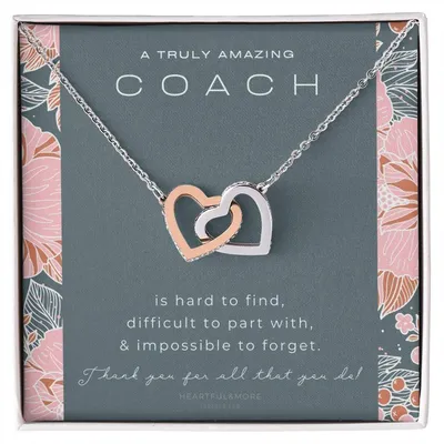 Gymnastics Coach Gift For Women Leaving Gift For Gymnastics Coach To A Truly Amazing Gymnastics Coach Thank You Gift Interlocking Hearts Necklace