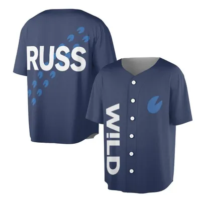 Jersey Baseball, Russ Wild Jersey 2025 Tour Merch Unisex Button Down Short Sleeve Baseball Baseball Jersey For Men & Women