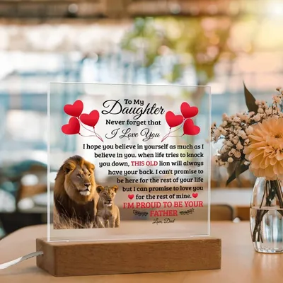 To My Daughter - Old Lion - Acrylic Square Plaque