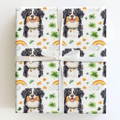 Rainbows with the Australian Shepherd - Gift Wrap for Christmas, Holidays Wrapping Paper, Christmas Wrapping Paper