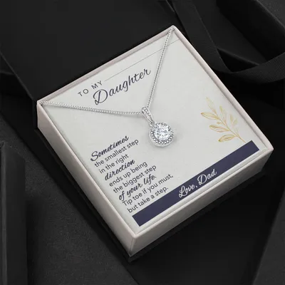 To My Daughter Necklace - Gift For Daughter - Personalized Necklace - Gift For Daughter -  Dad And Daughter Never Forget I Love You Gift From Dad - Daughter Wedding Day Gift From Dad - Love Knot Necklace For Daughter - Meaningful Necklace For Daughter