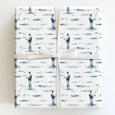 Streamside with Dad - Gift Wrap for Christmas, Holidays Wrapping Paper, Christmas Wrapping Paper