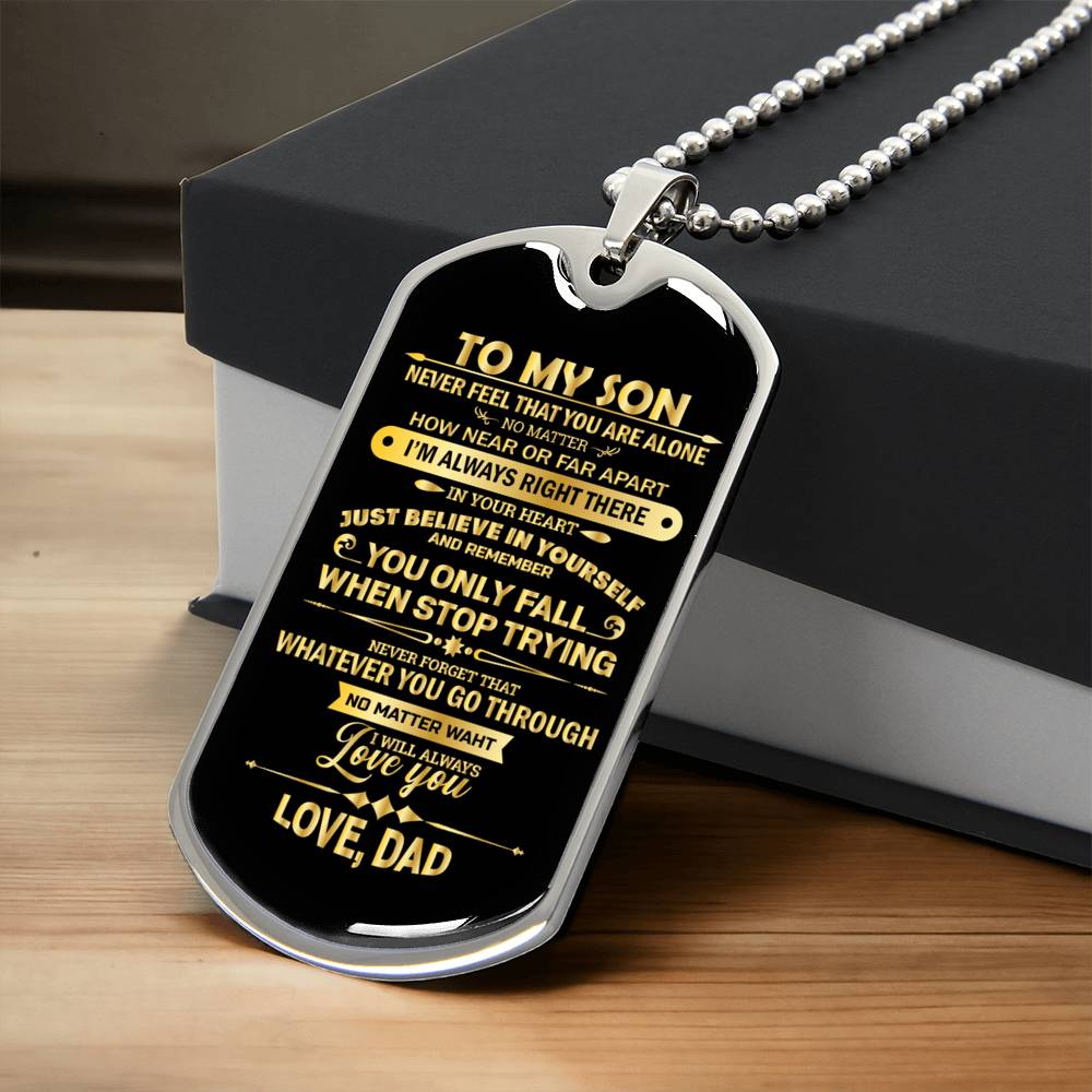 To My Son Love, Dad - Army Tag Necklace, Dog Tag