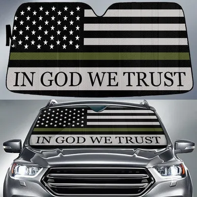 In God We Trust Thin Green Line Printed Car Sun Shades Cover Auto Windshield PrintSyde