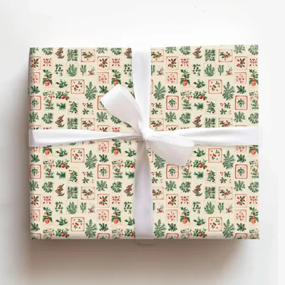 Holly Mahjong - Gift Wrap for Christmas, Holidays Wrapping Paper, Christmas Wrapping Paper