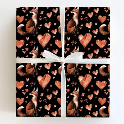 Love Fox - Gift Wrap for Christmas, Holidays Wrapping Paper, Christmas Wrapping Paper