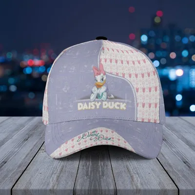 Baseball Cap Daisy Duck Pink And Blue Pattern With Character Graphic And Text Design Baseball Cap