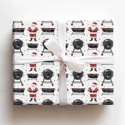 Grill Master Claus - Gift Wrap for Christmas, Holidays Wrapping Paper, Christmas Wrapping Paper