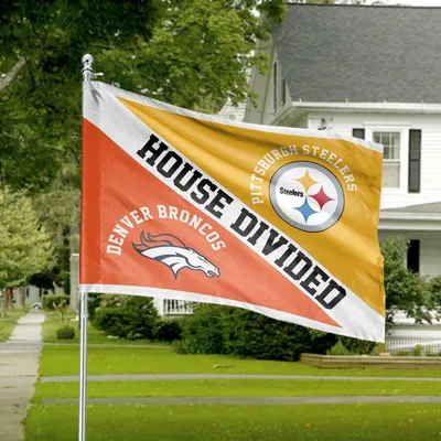 House Divided Horizontal House Flag, Broncos Vs Steelers Rivalry Design, Sports Fan Home Decor, Outdoor Display Flag Horizontal House Flag