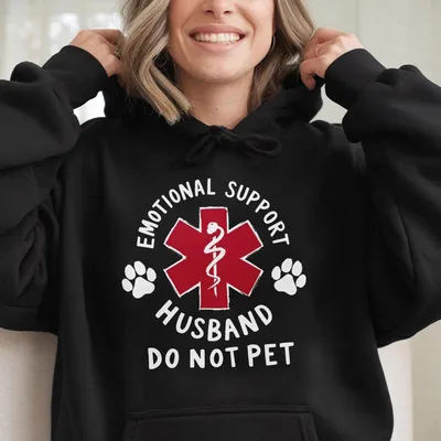 Emotional Support Partner For Spouse Or Boyfriend Funny Medical Symbol Hoodie, Do Not Pet Humor Gift For Emt
