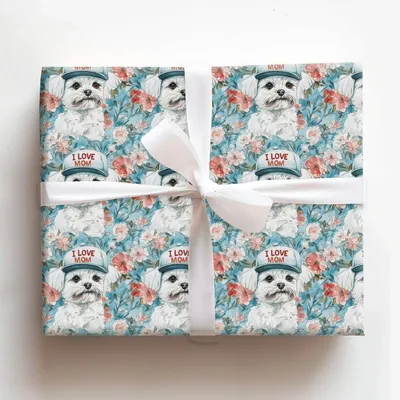 Mom's Favorite Maltese - Gift Wrap for Christmas, Holidays Wrapping Paper, Christmas Wrapping Paper